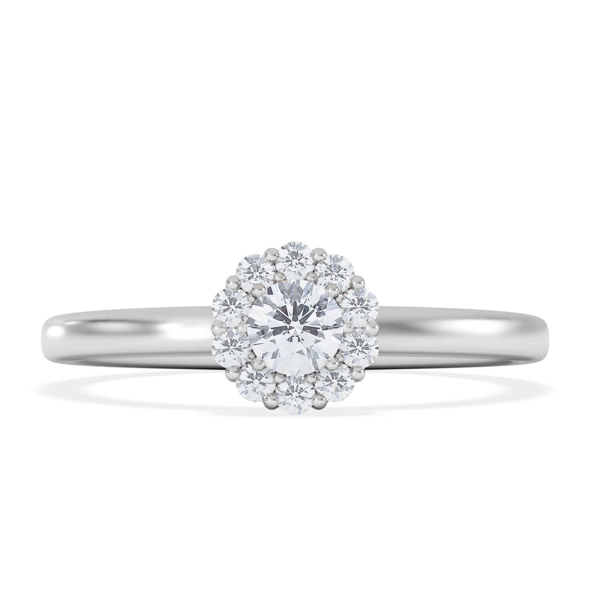 The Fleur Halo 0.30ct Round Cut Lab Diamond Ring in Sterling Silver